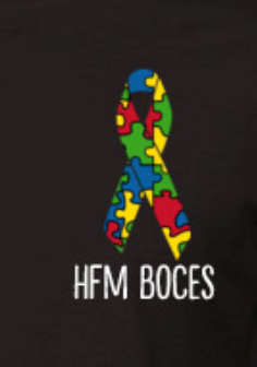 Puzzle piece ribbon logo with HFM BOCES written underneath