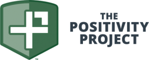green and white logo for Positivity Project