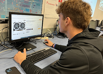 A student works on a computer