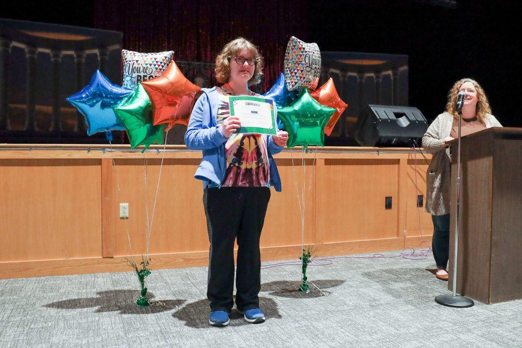 A Student of the Month assembly was held this morning to honor individuals in our Special Education classrooms at Gloversville Middle School. Each month students are nominated for exhibiting exceptional character traits such as: students who are leaders, demonstrate kindness, work hard, help their teacher/peers, and good role models for their peers. Congratulations to all on a job well done!