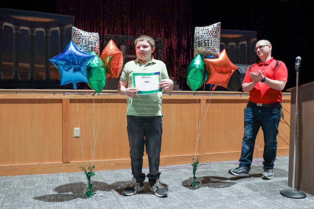 A Student of the Month assembly was held this morning to honor individuals in our Special Education classrooms at Gloversville Middle School. Each month students are nominated for exhibiting exceptional character traits such as: students who are leaders, demonstrate kindness, work hard, help their teacher/peers, and good role models for their peers. Congratulations to all on a job well done!