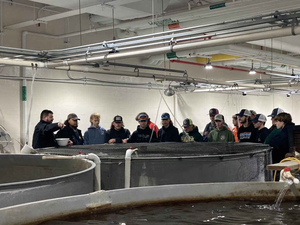 HFM CTE Encon students are given a tour of the SUNY Cobleskill Fisheries and Aquaculture program.