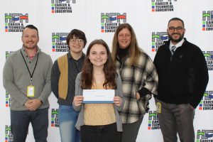 Rachel Williams, a senior from Northville Central School, poses with HFM CTE Digital Multimedia teachers and HFM CTE administrators. Williams was recently honored with the Peter R. Marsh Foundation's Silent Servant Scholarship Award.