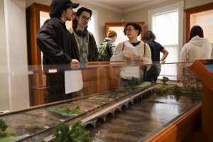 A group of PTECH students view an exhibit at the Schoharie Crossing Sate Historic Site.