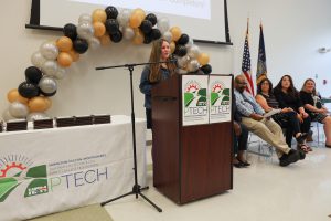 Nicole Wendolski of Greater Johnstown School District addresses her fellow classmates at the 6th annual HFM PTECH Completion Ceremony.