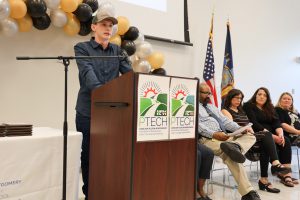 Isaiah Berg of Mayfield Central School speaks during the 6th annual HFM PTECH Completion Ceremony.